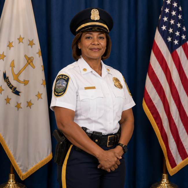 Photo of newly promoted Rhode Island police major