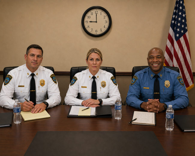 Photo of police promotion oral board panel
