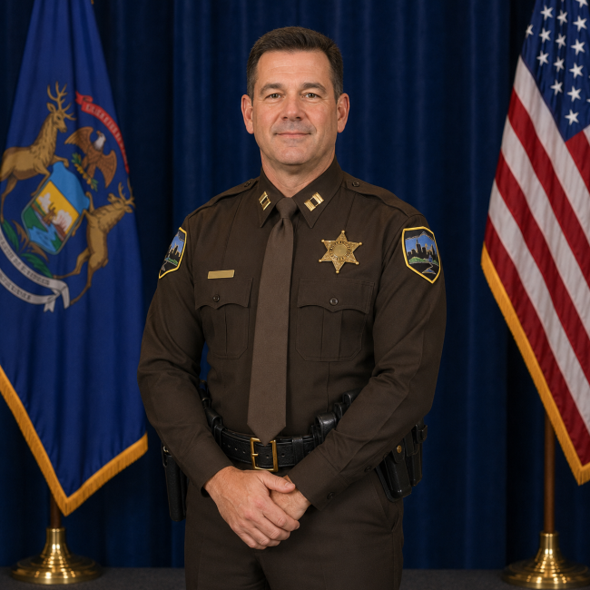 Photo of newly promoted Michigan Police Captain